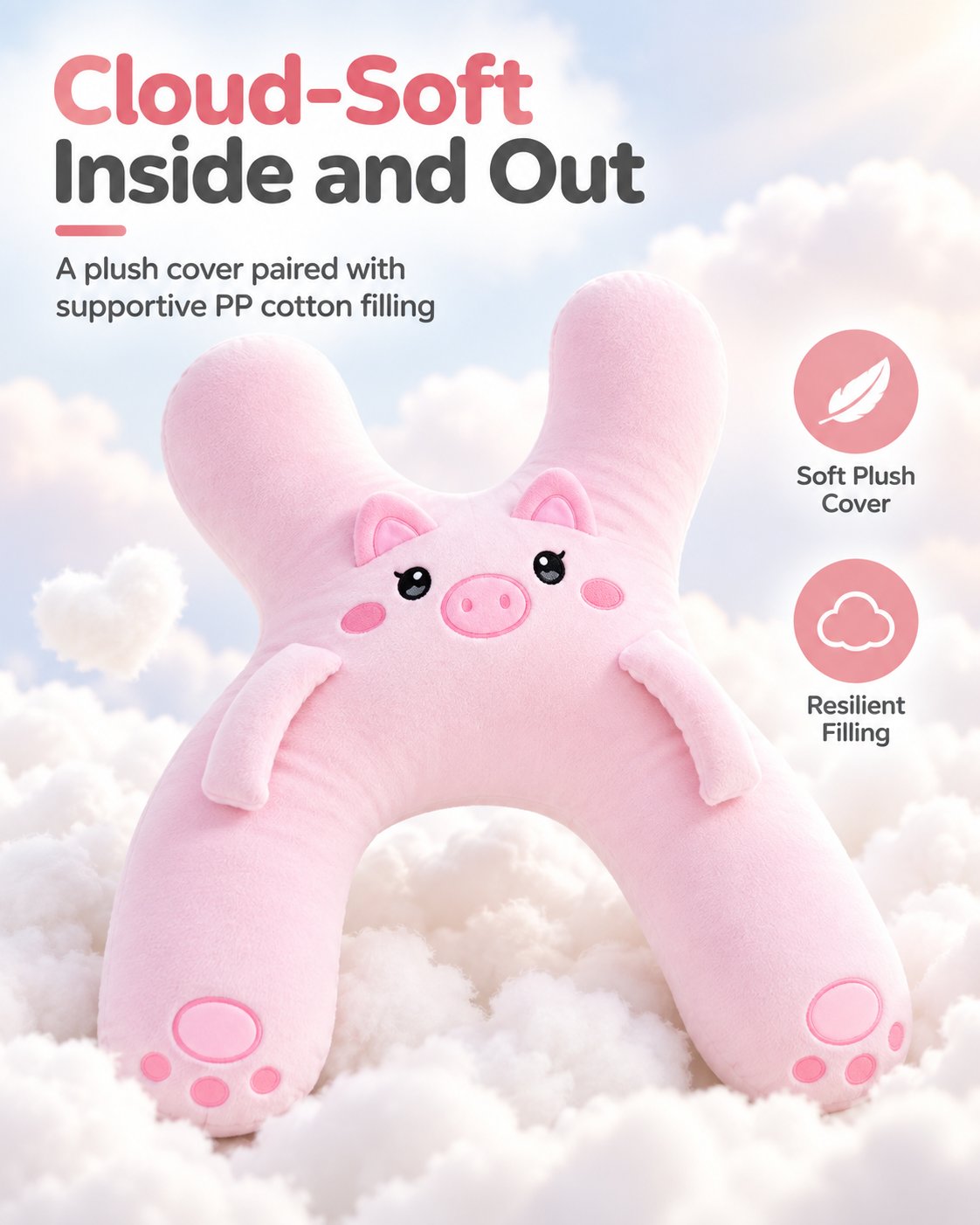 Soft plush travel pillow material and PP cotton filling