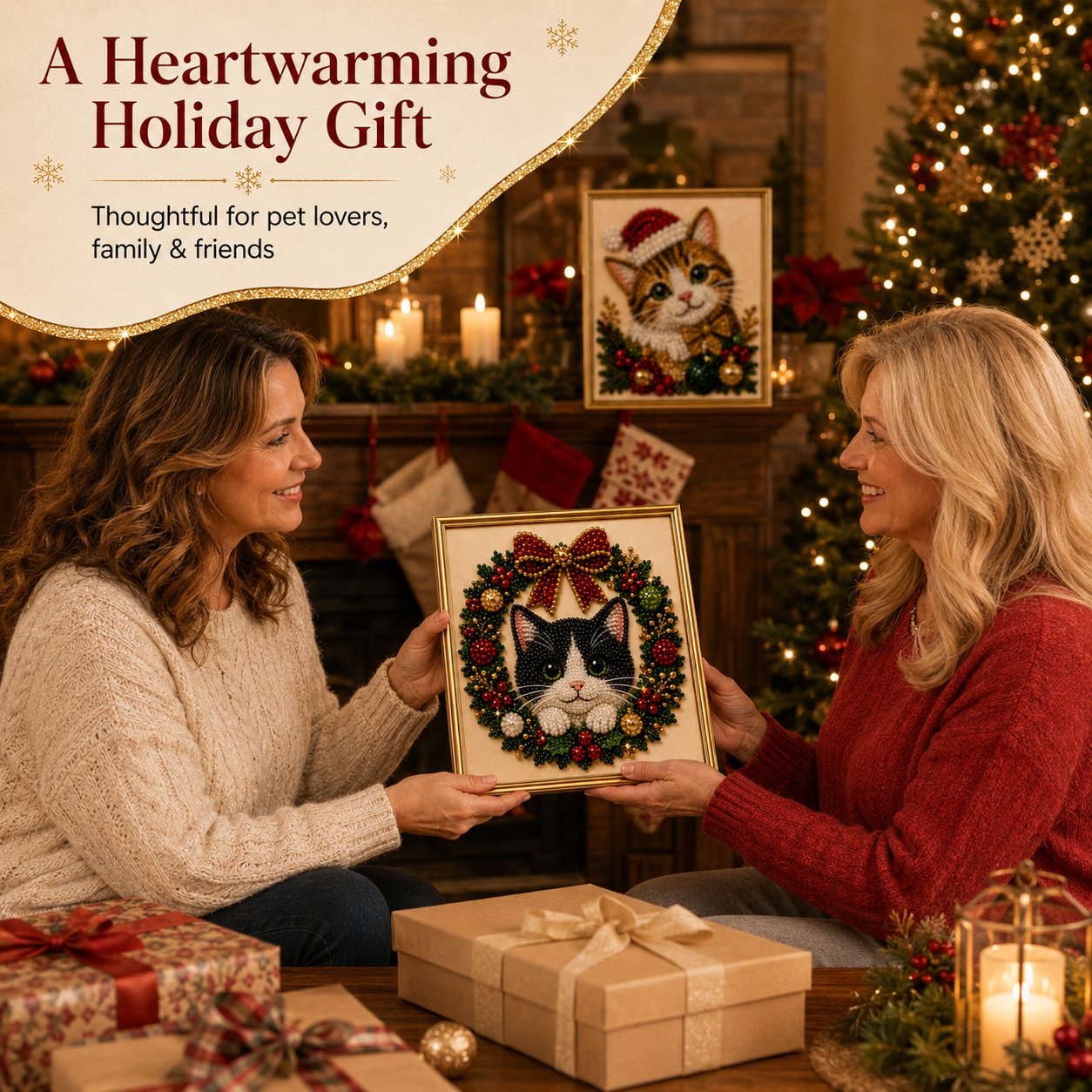 Holiday wreath cat design option