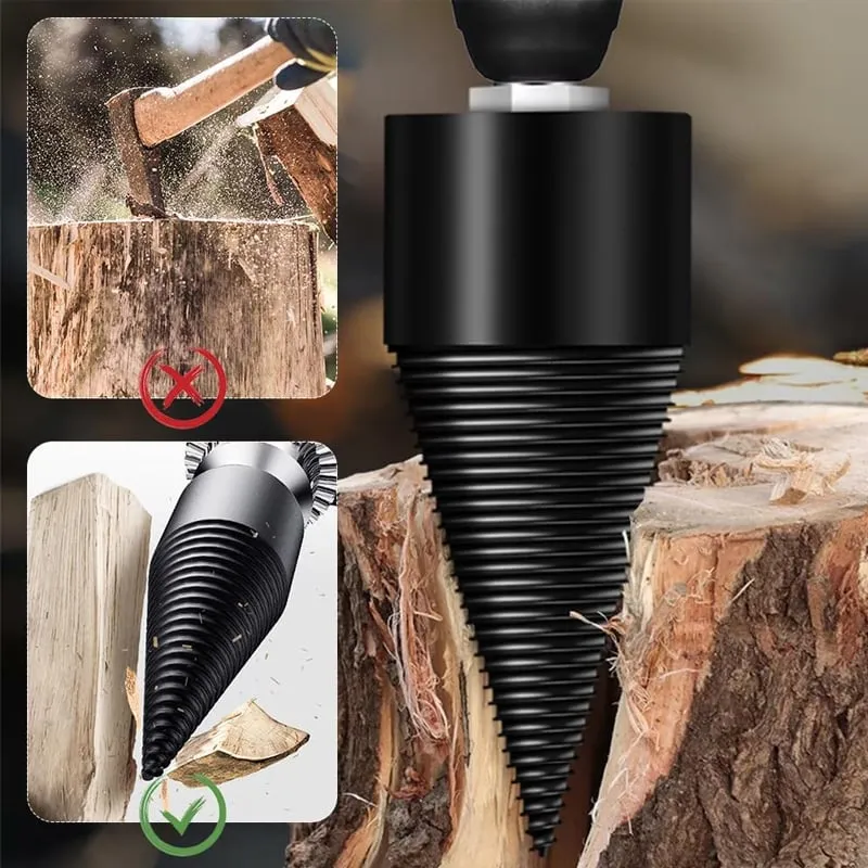 Firewood splitting cone with threaded design