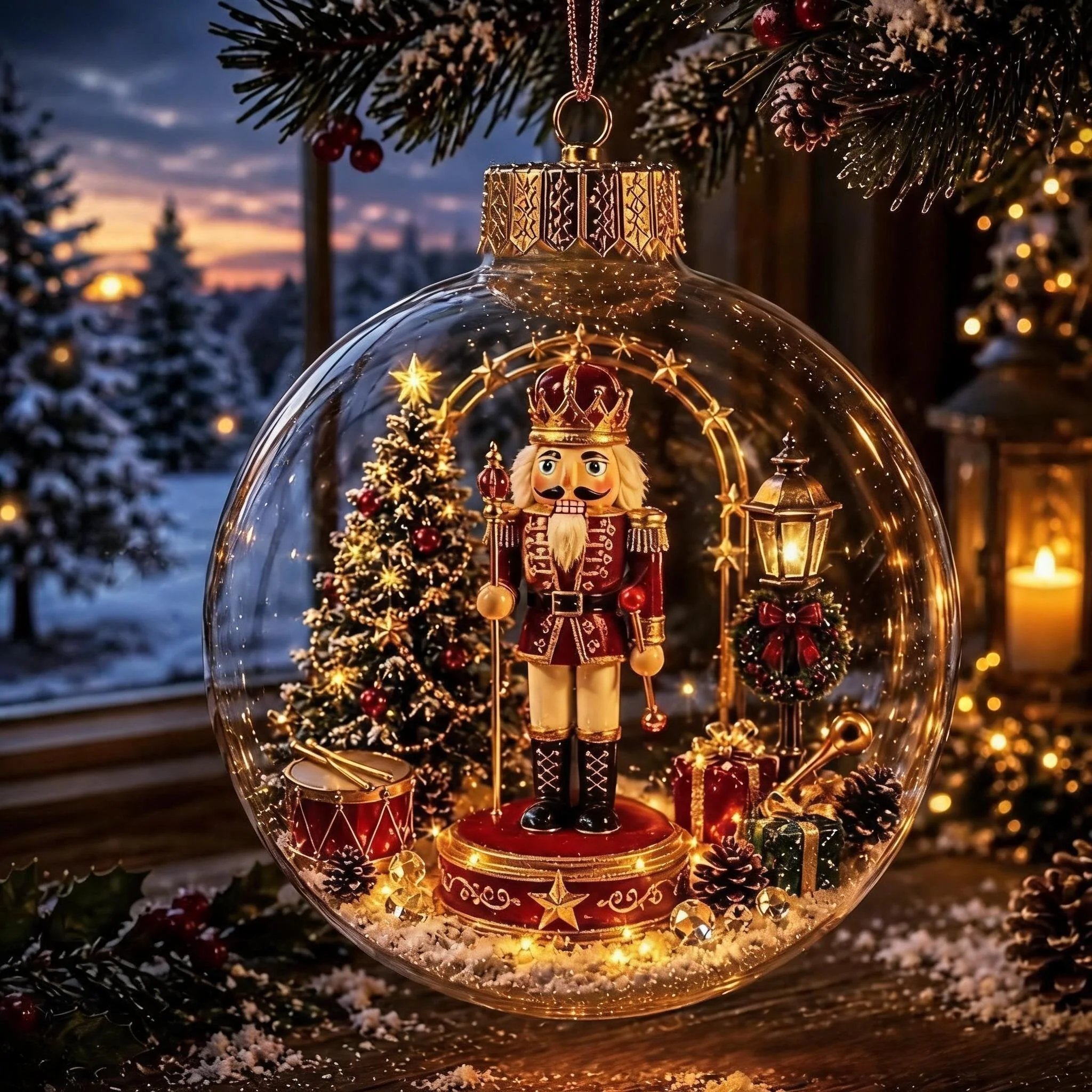 Nutcracker Christmas diorama ornament
