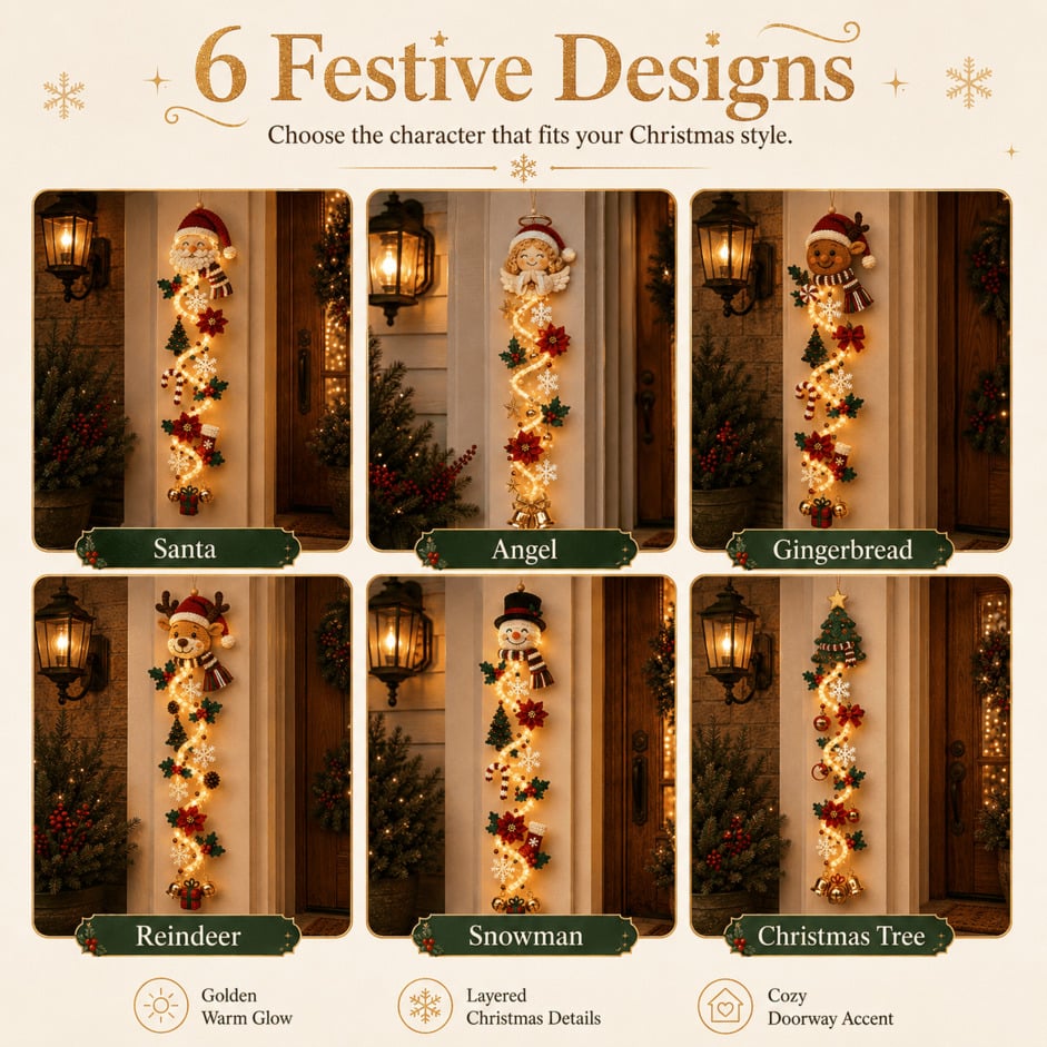 Six Christmas door hanging designs