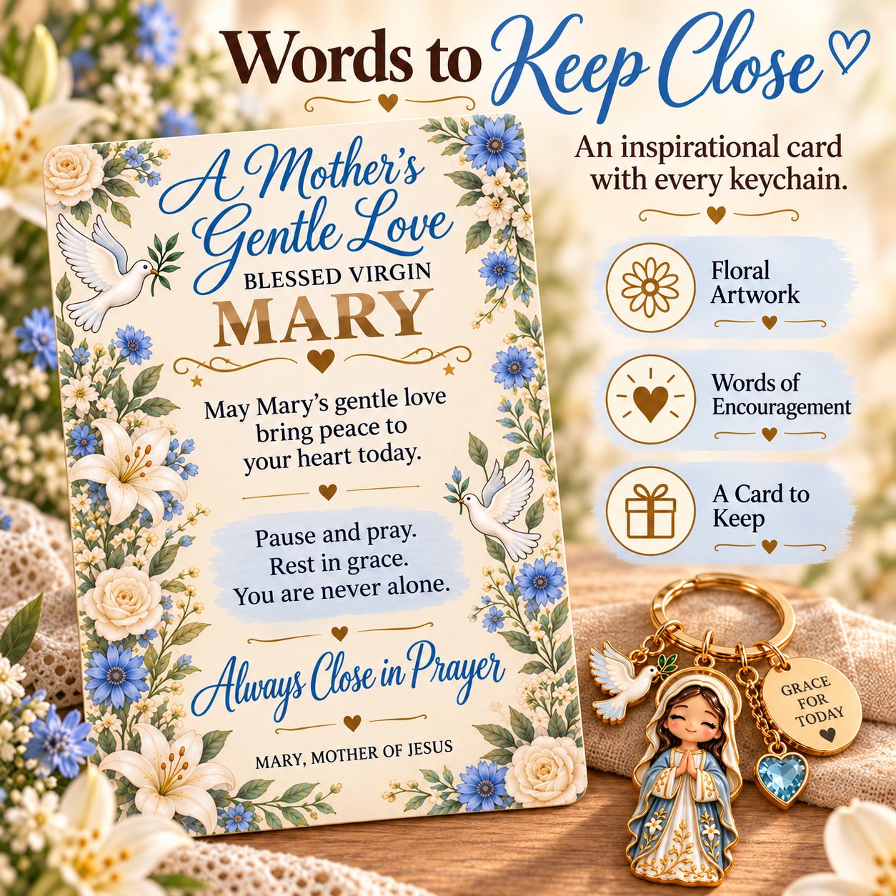 Christian keepsake keychain collection presentation, image 3