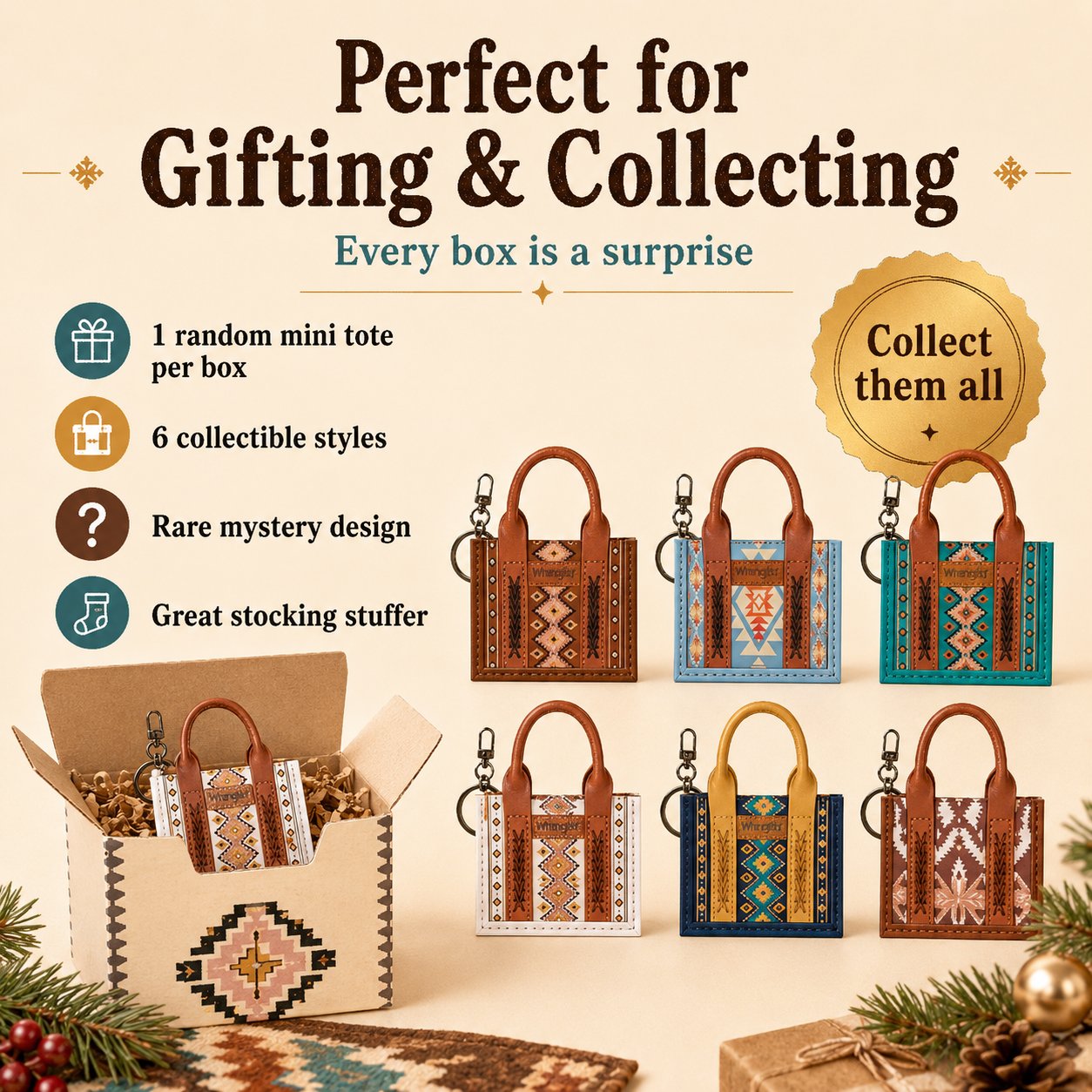 Southwestern mini tote sealed blind box packaging and retail display box