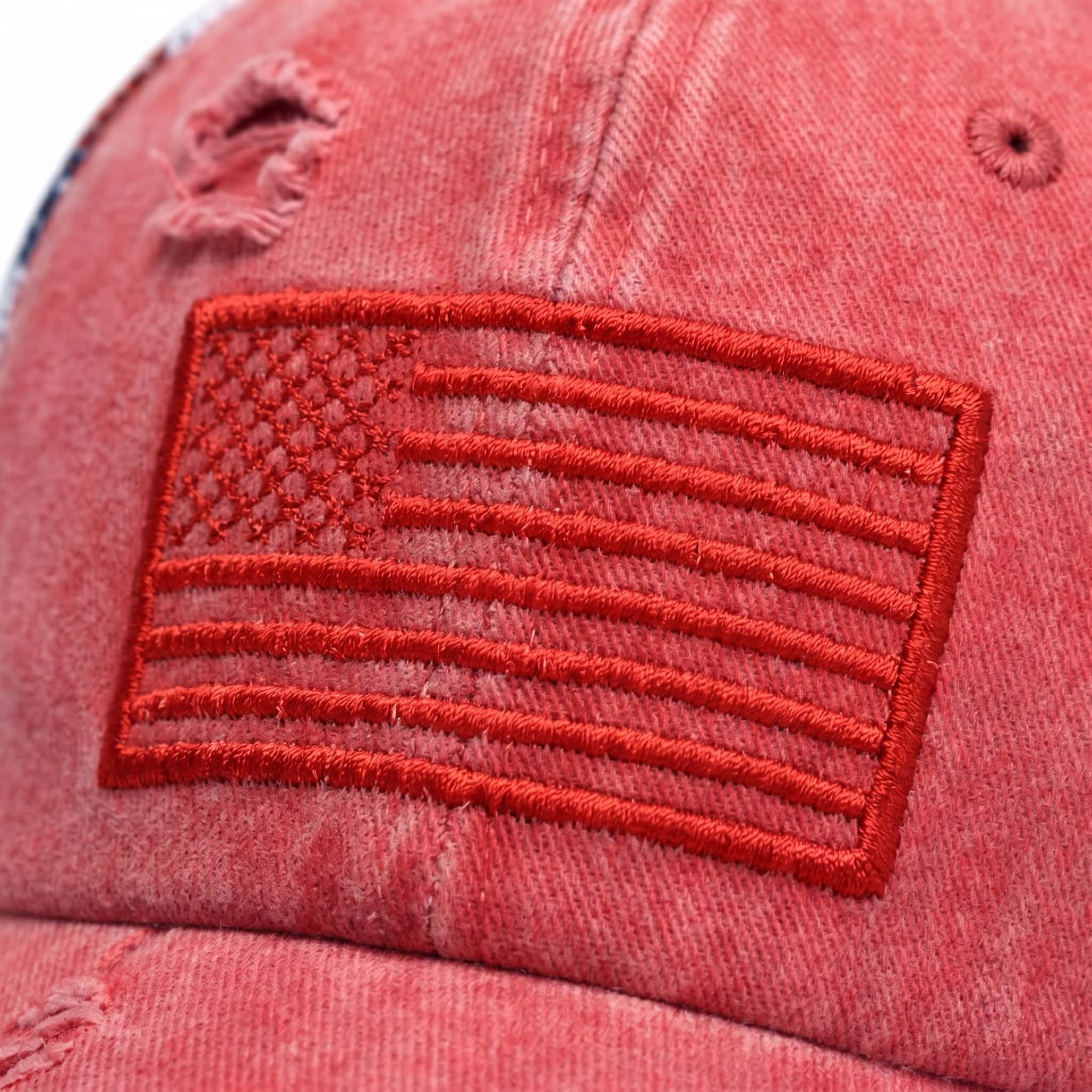 Red flag embroidery detail Red flag embroidery detail
