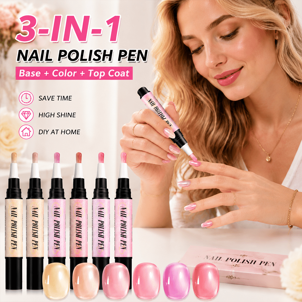 6PCS One-Step Gel Nail Art Pen Set – Salon Beauty at Home - Pink tones