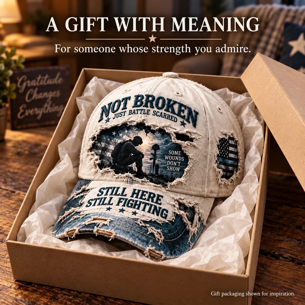 Veteran mental health awareness baseball cap gift and lifestyle view