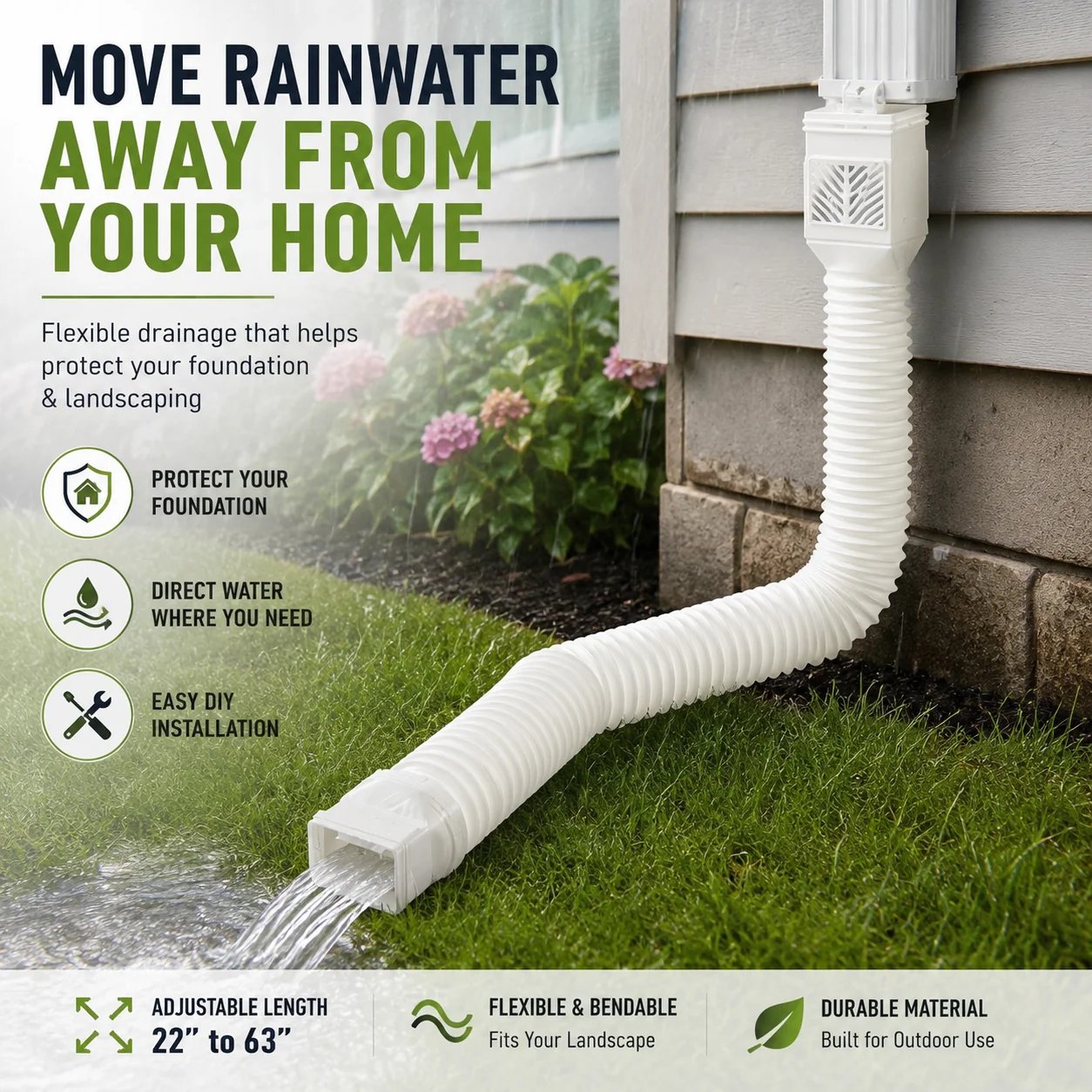 Flexible downspout extension kit Flexible downspout extension kit