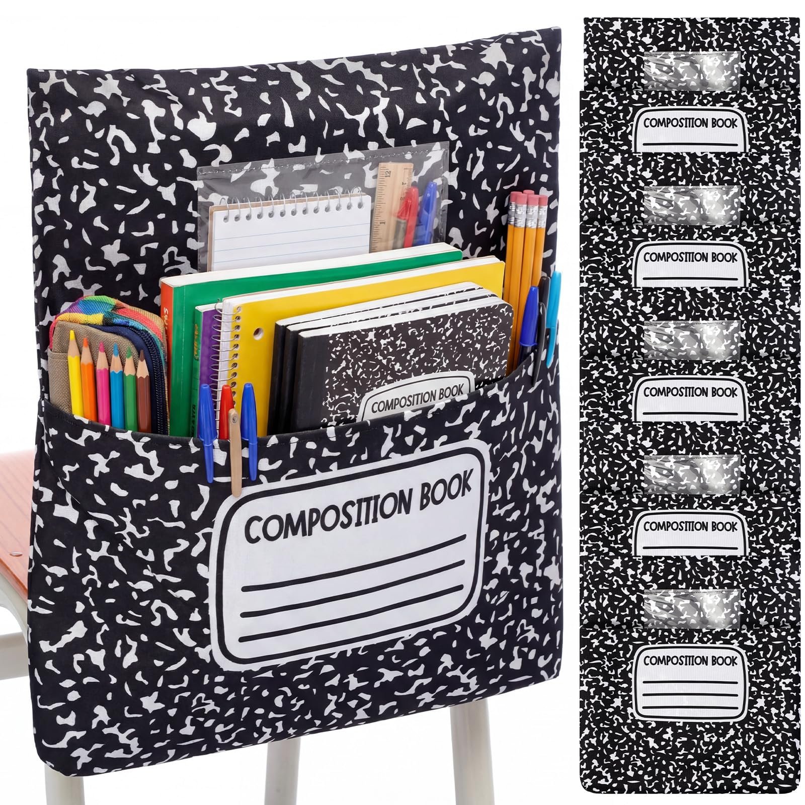 17 by 19 inch classroom chair pocket organizer for books notebooks worksheets and supplies