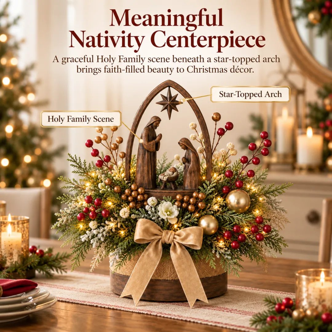 Meaningful Nativity centerpiece with Holy Family scene