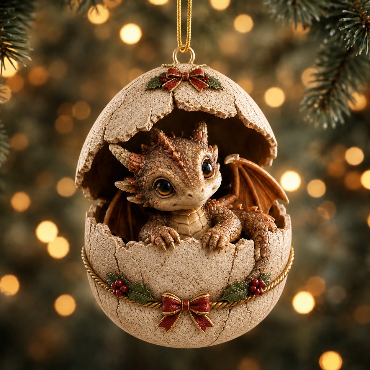 Close up baby dragon ornament