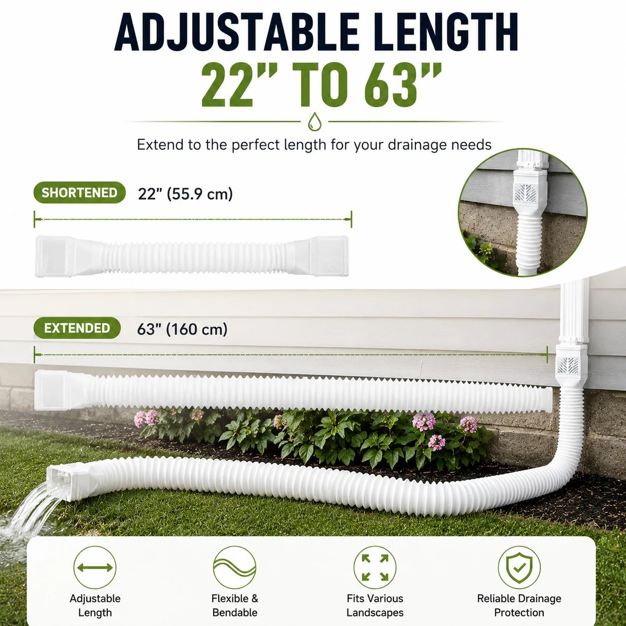 Adjustable 22 to 63 inch downspout extension Adjustable 22 to 63 inch downspout extension