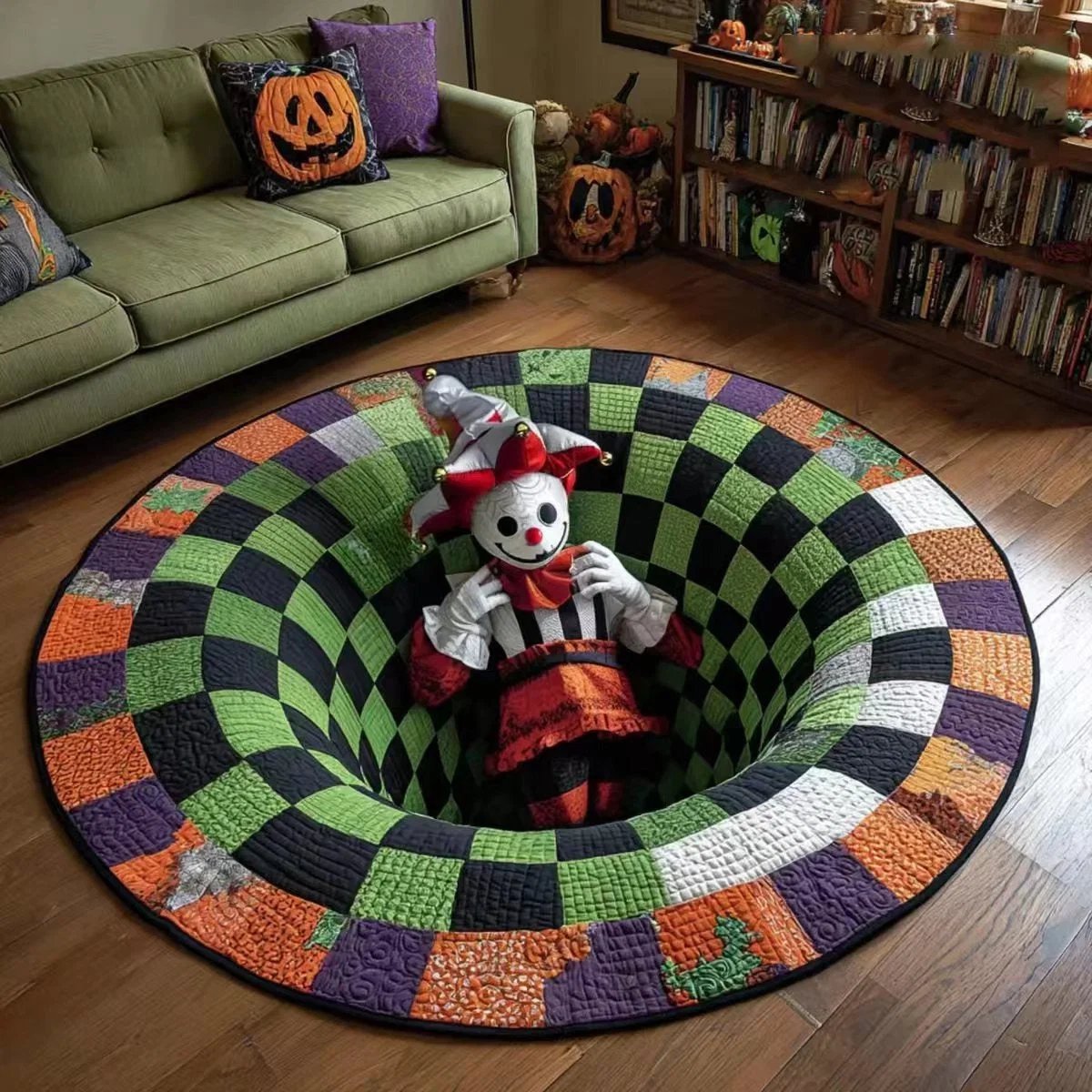Clown Halloween round rug pattern