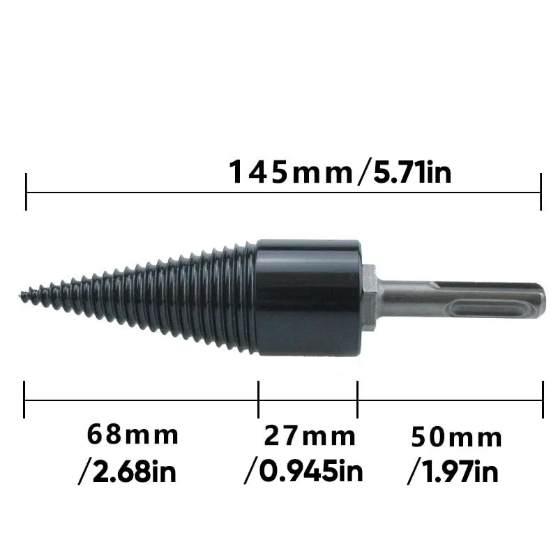 32mm firewood drill bit dimension diagram with 145mm overall length