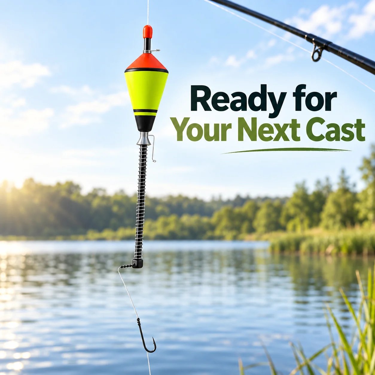 Fishing float ready for casting