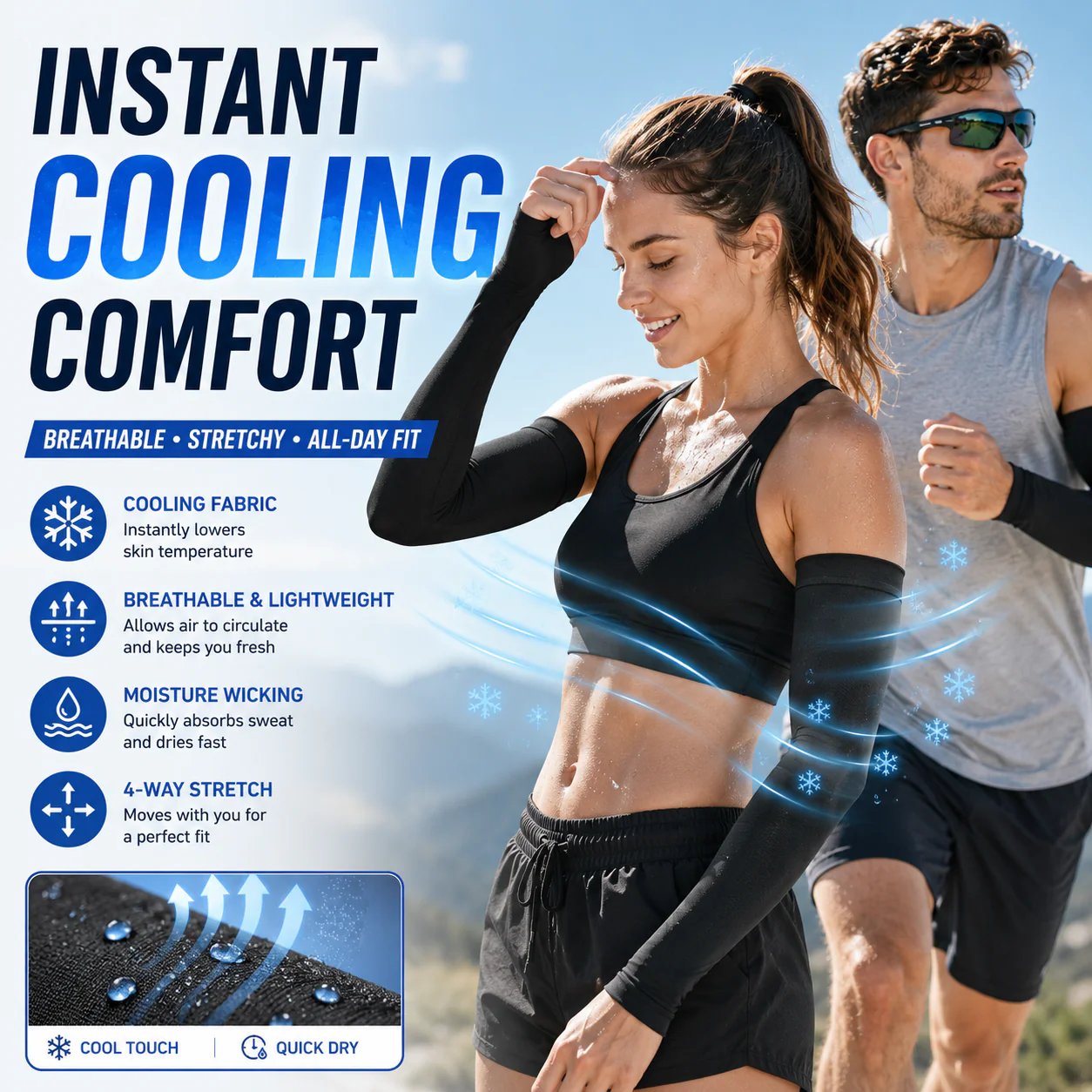 Cooling quick dry arm sleeves