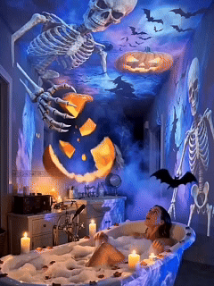 Halloween projector showing animated holiday scenes