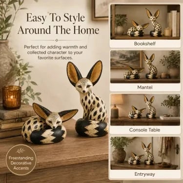 Vintage Fennec Fox sculptures styled around the home