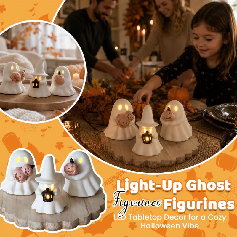 Luminous ghost ornament set Halloween tabletop decor