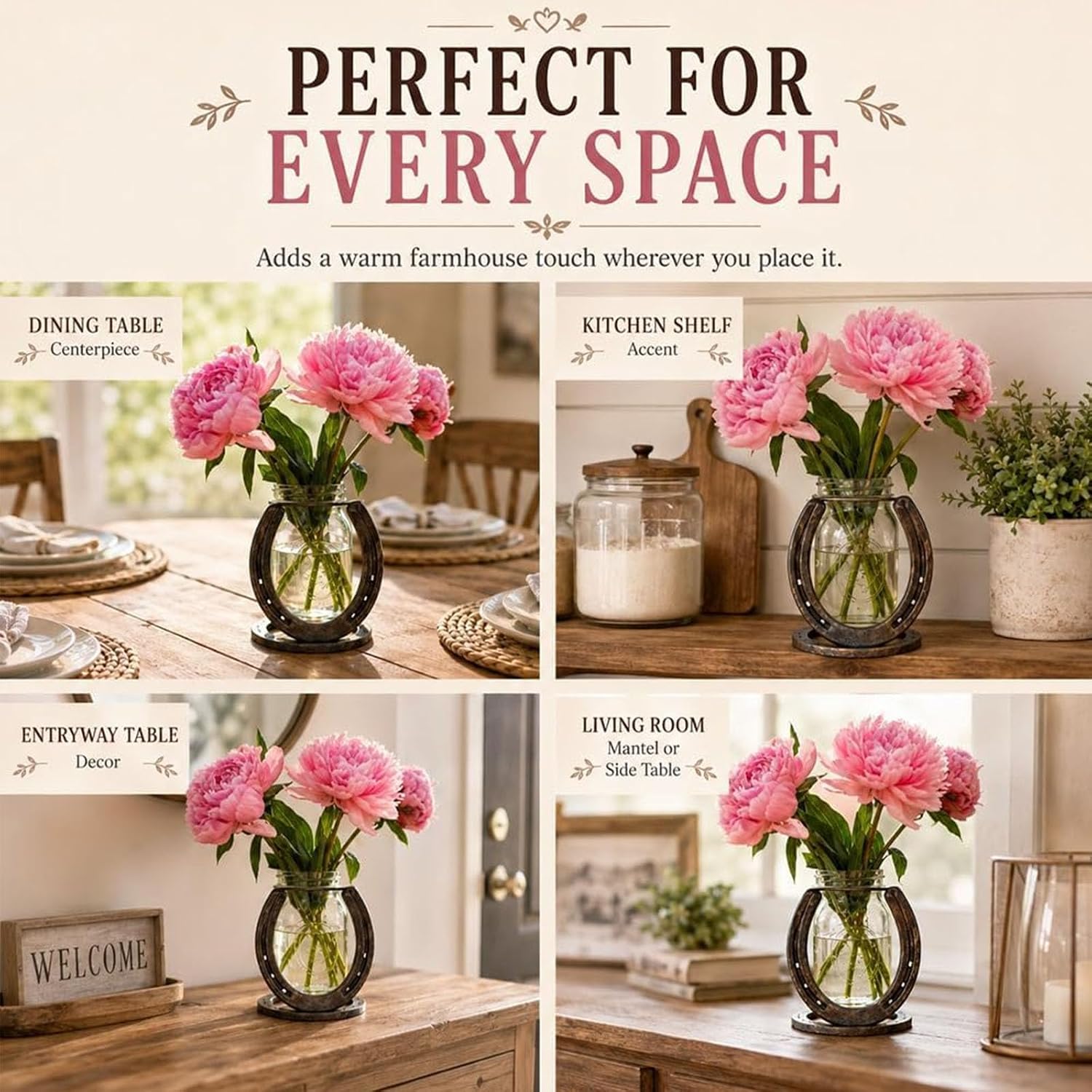 Farmhouse Tabletop Horseshoe Vase