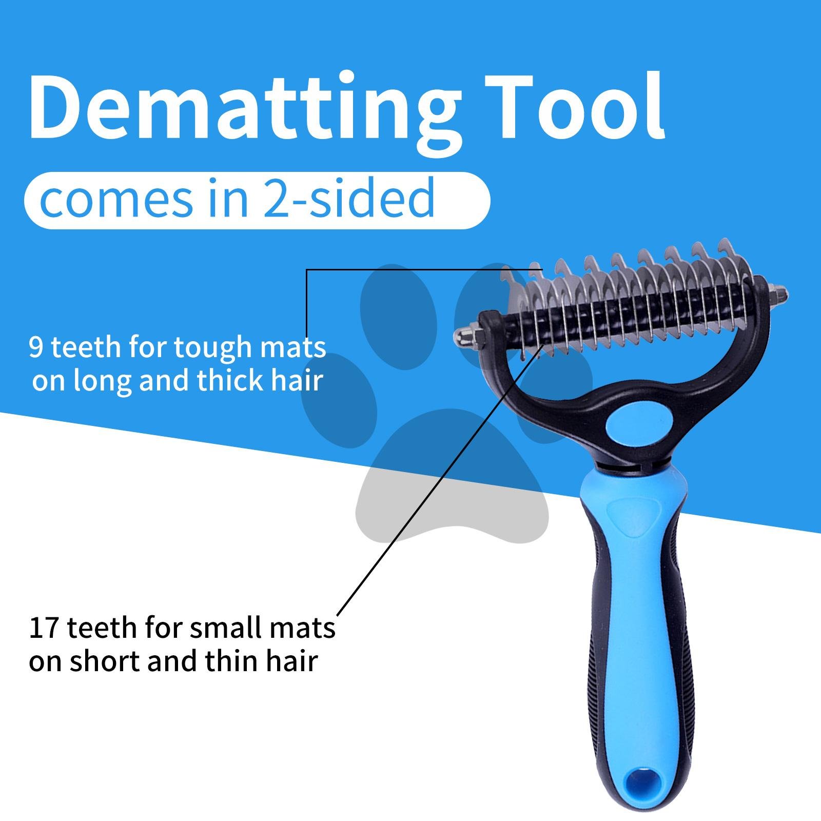 Pet Grooming Brush-Double Sided Hurtless Shedding and Dematting Undercoat Rake Comb for Dogs and Cats, No More Nasty Shedding or Flying Hair