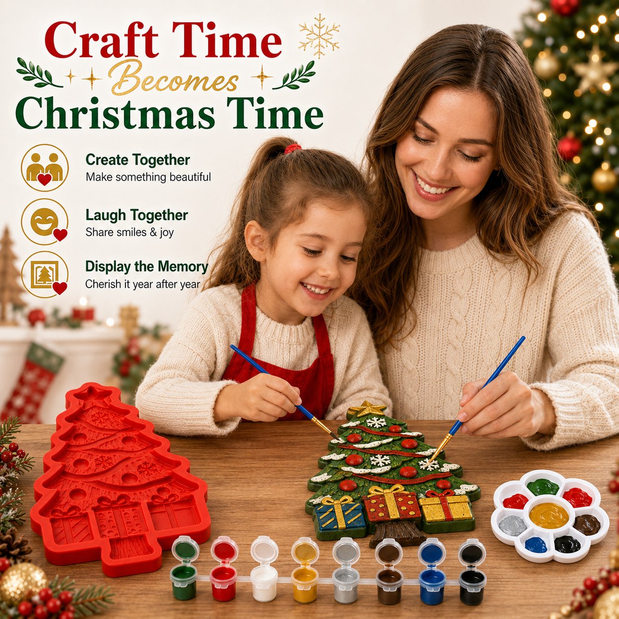 Handmade painted Christmas tree decoration as a personal holiday gift