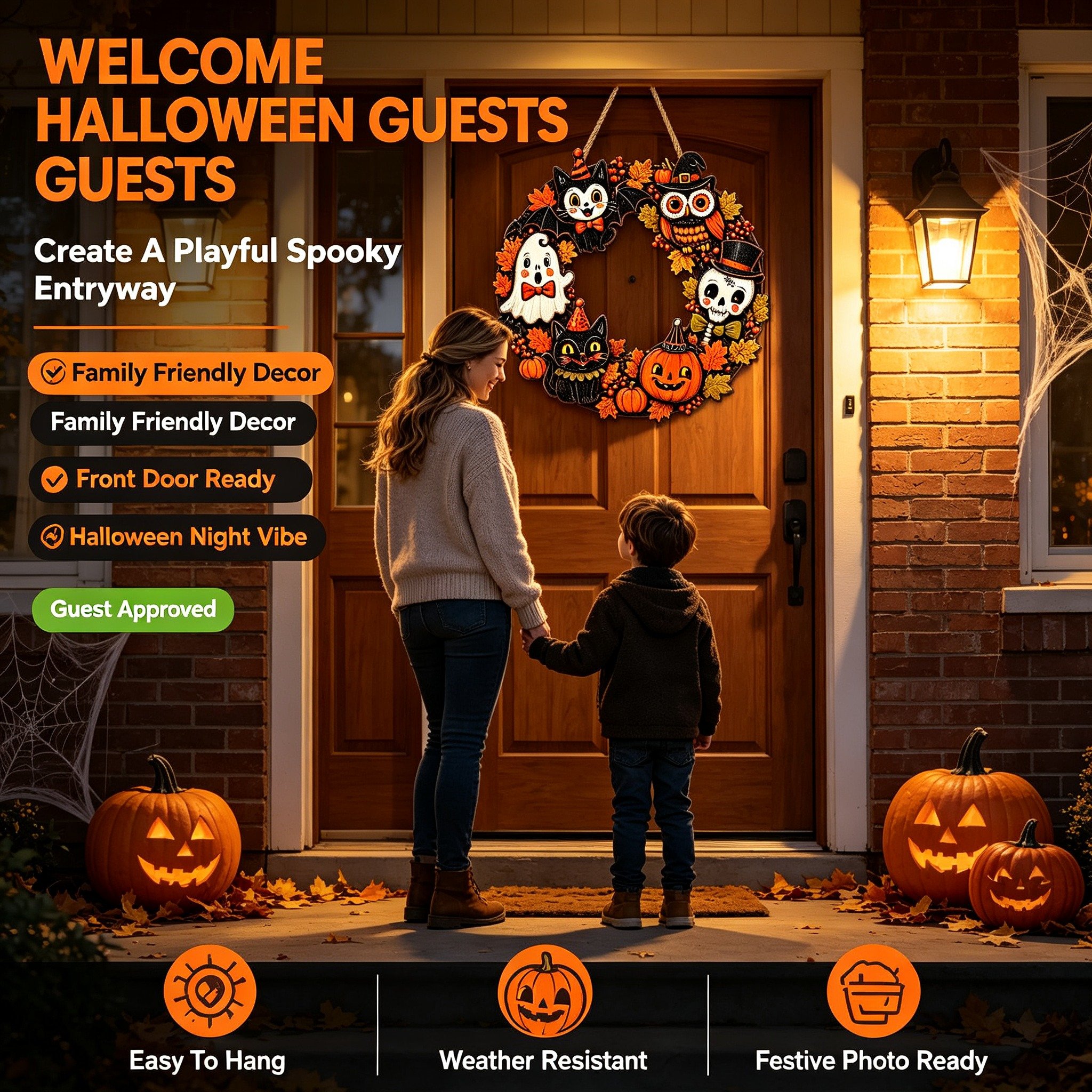 Handcrafted 3D Halloween wooden sign adding layered texture to home decor