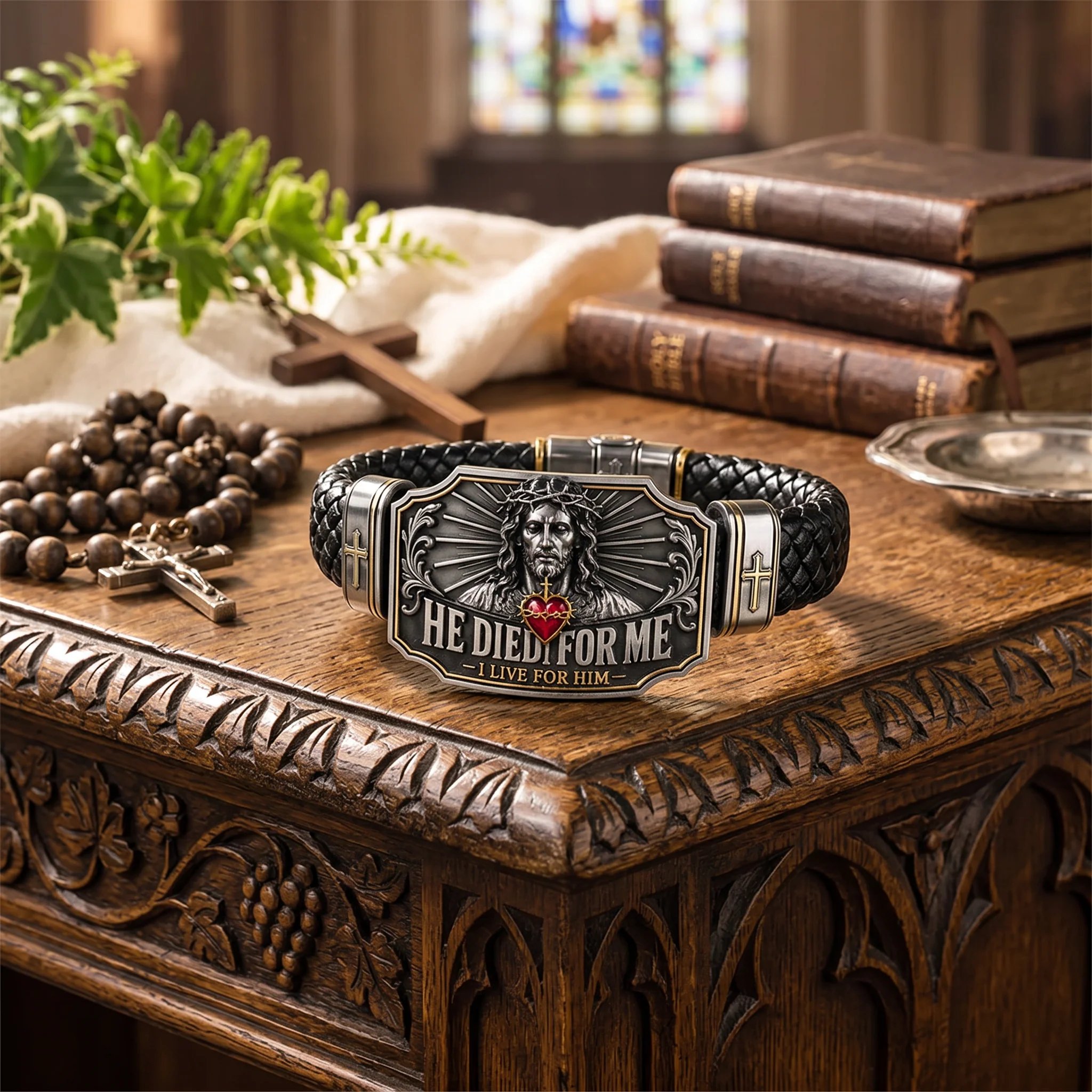 Complete Christian Cross Braided Bracelet set with box Complete Christian Cross Braided Bracelet set with box