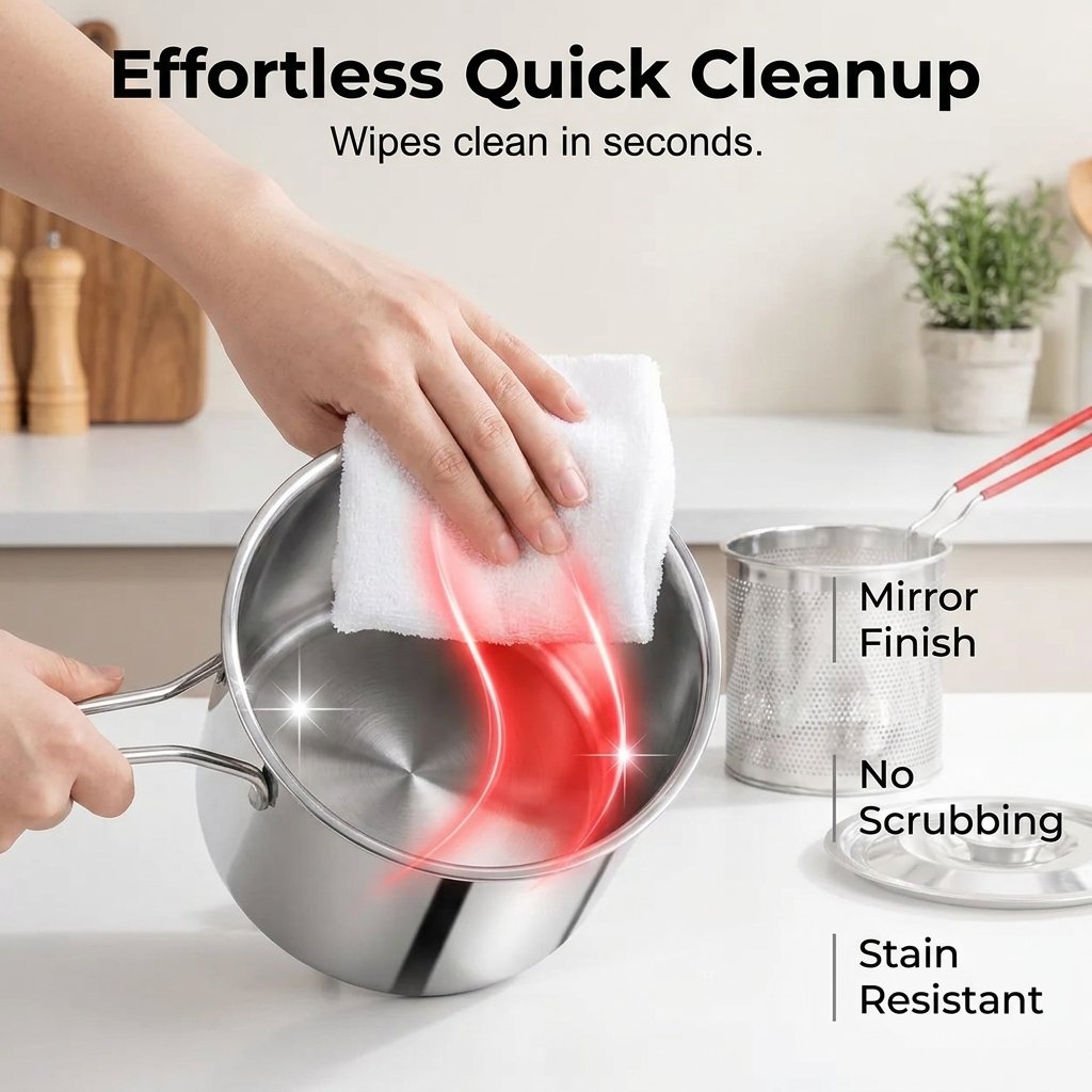 Simple seamless design of compact frying pot