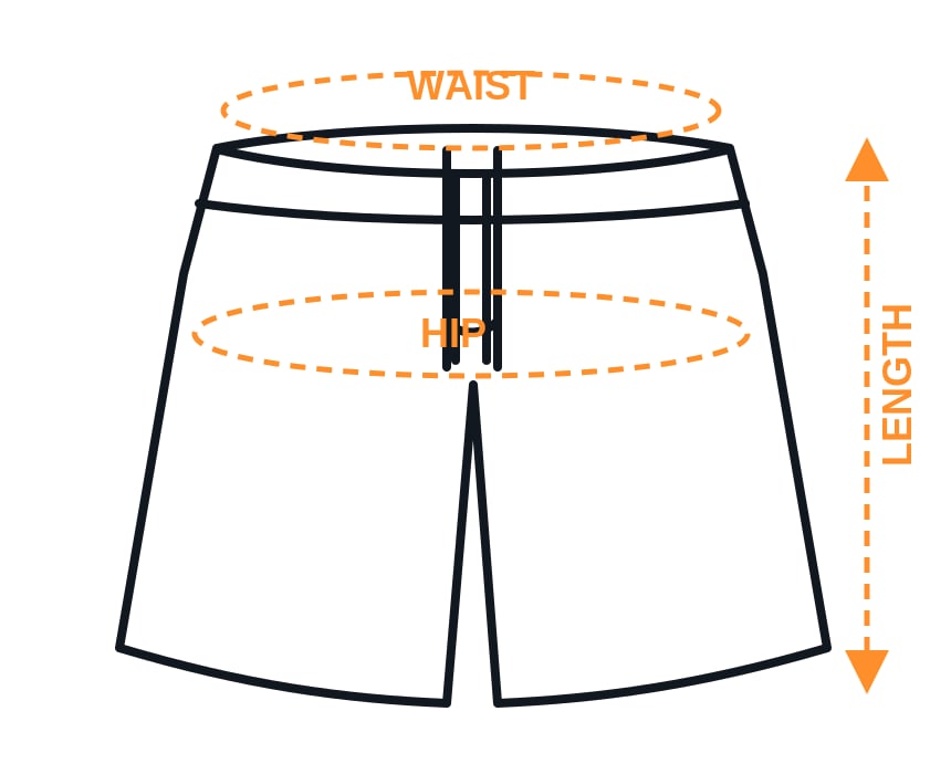 Men's beach shorts measurement guide