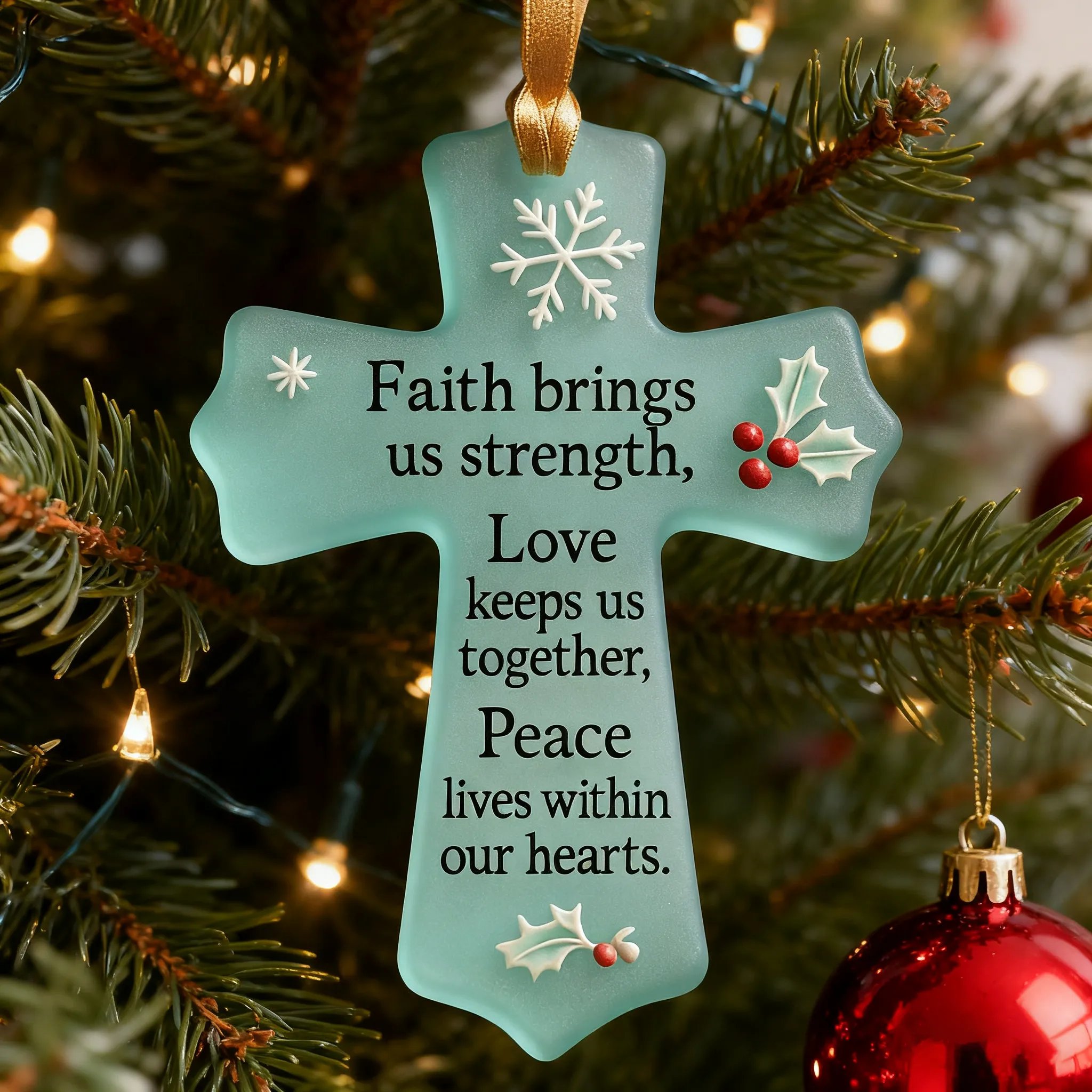 🎁Buy 2 Get 1 Free-✝️Faith, Love & Peace Christmas Cross Ornament