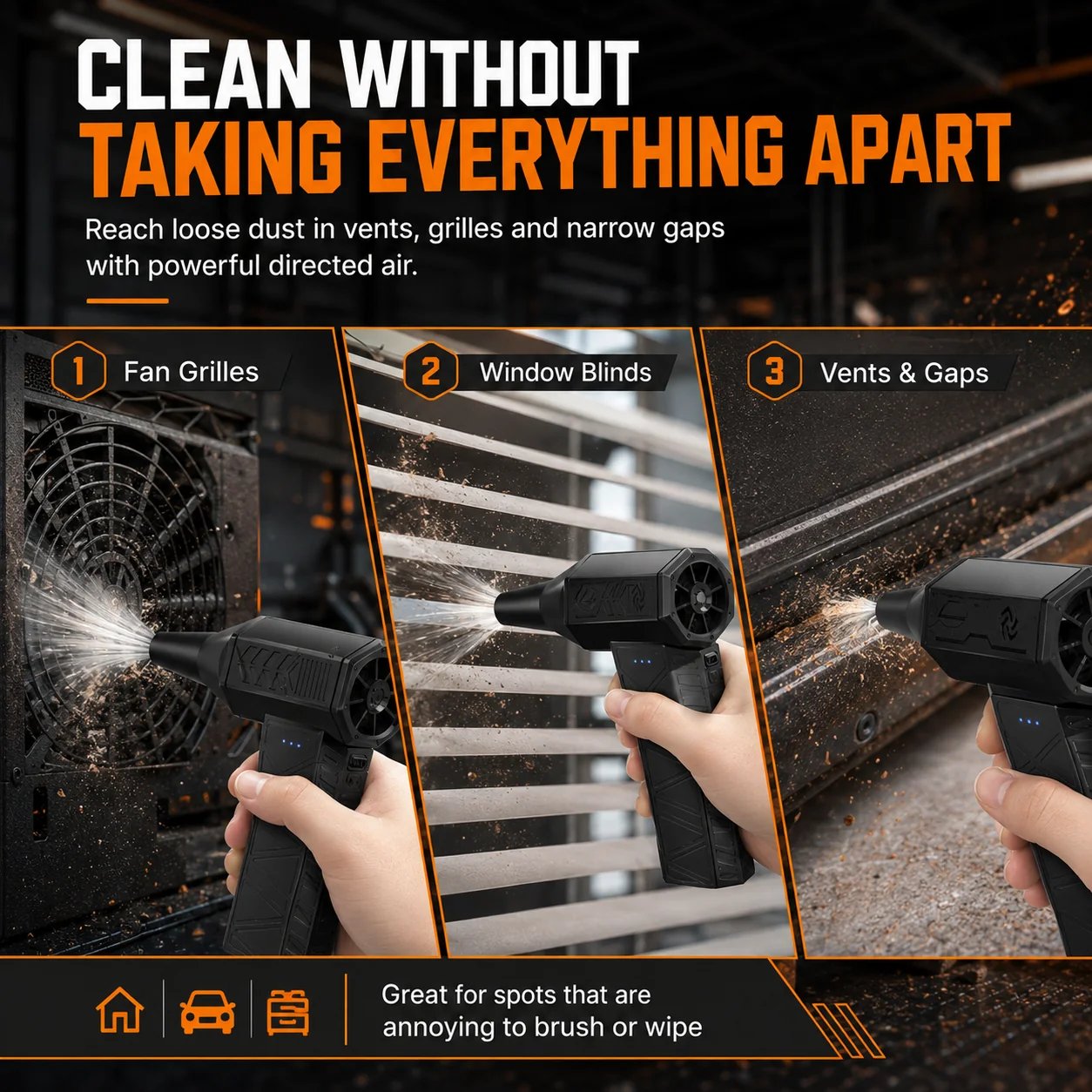 Cordless handheld turbo air cleaner