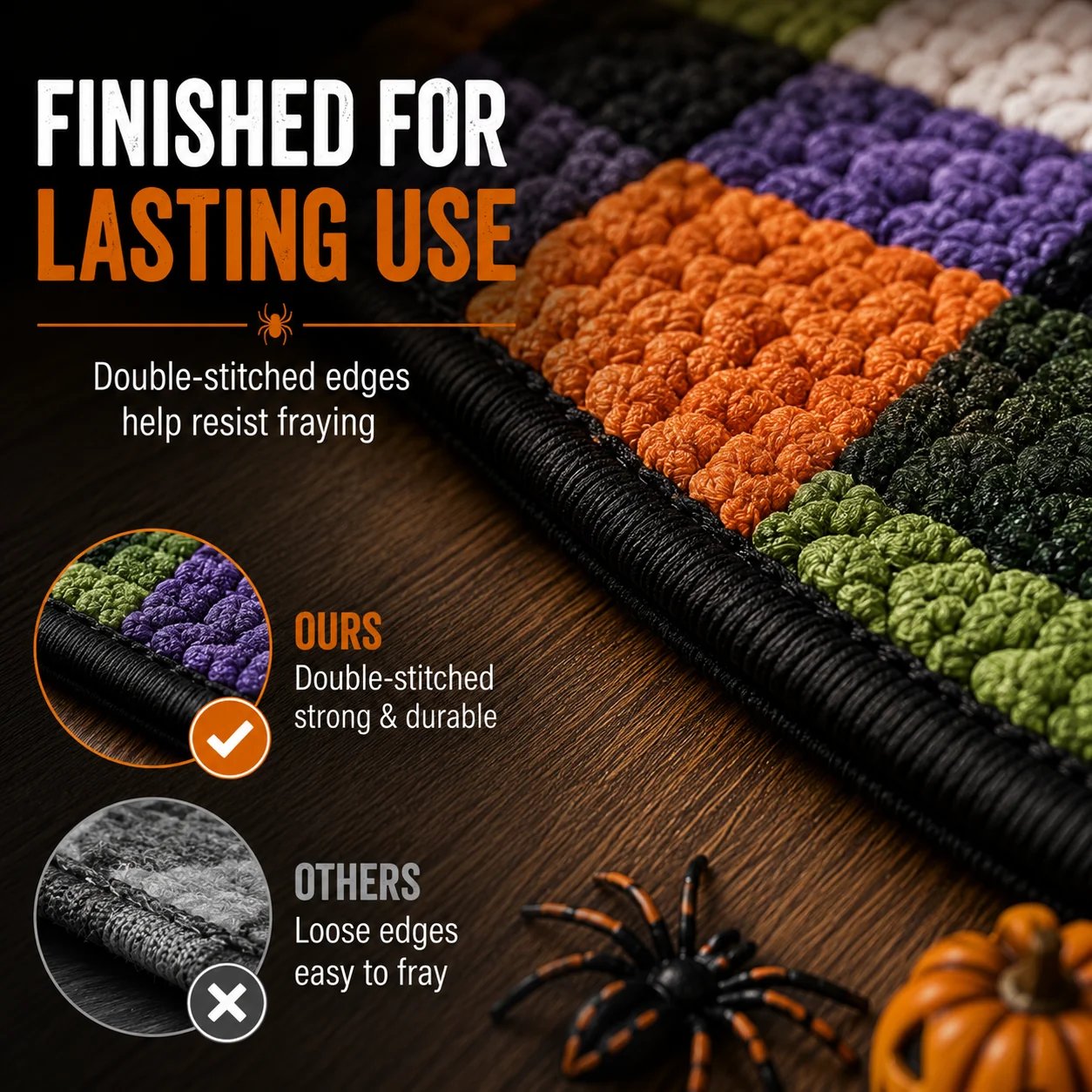 Halloween rug surface and construction details