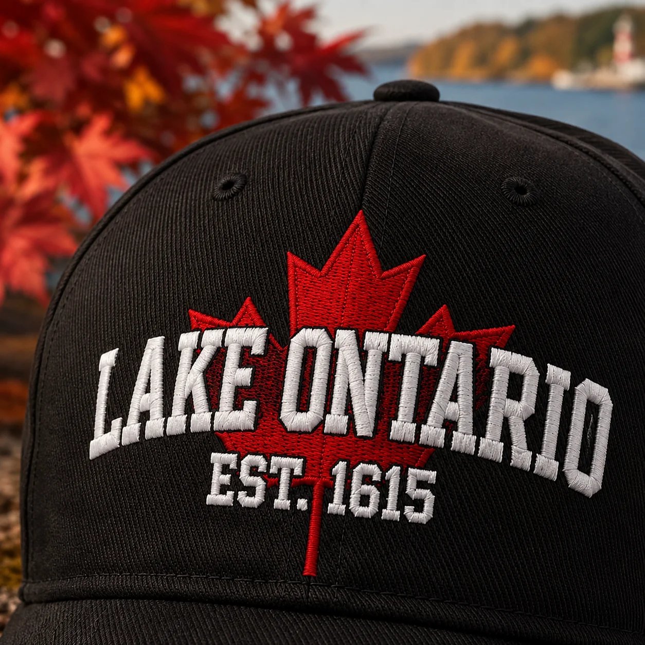 Lake Ontario cap embroidery close up