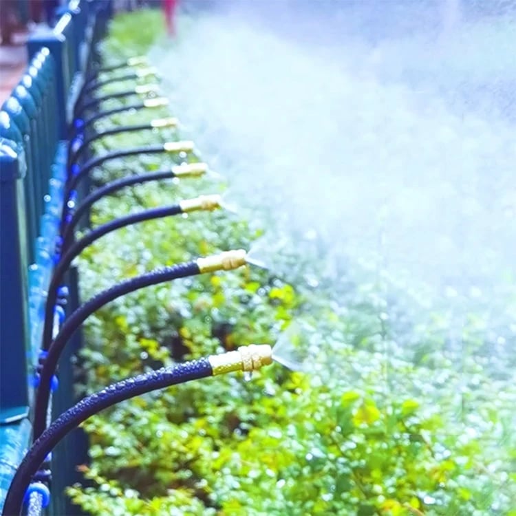 Adjustable brass misting nozzle system