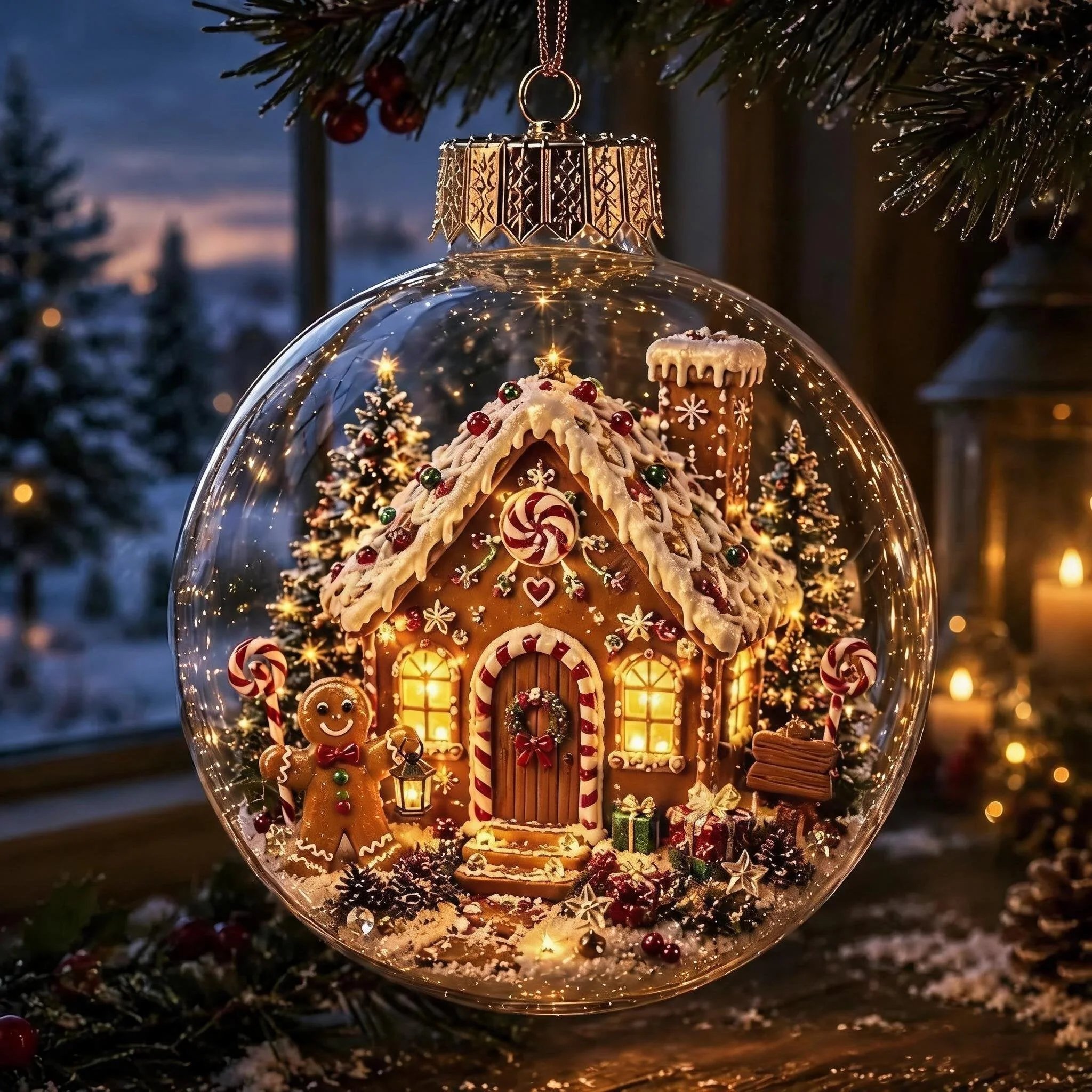 Gingerbread House Christmas diorama ornament