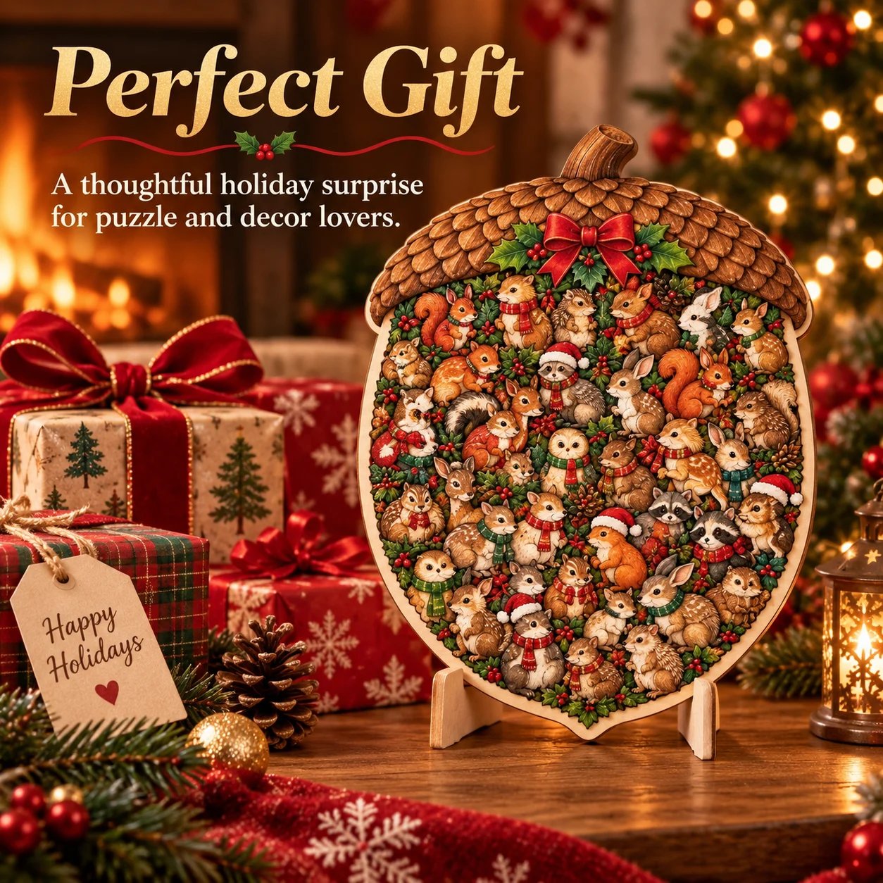 Wooden Christmas puzzle as a seasonal gift idea