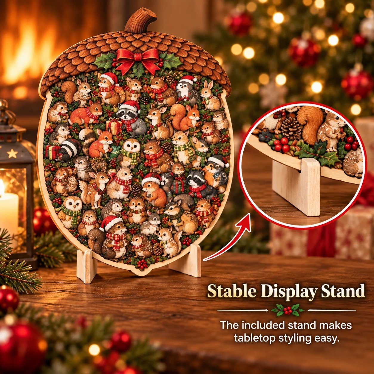 Matching stand for the completed wooden Christmas puzzle