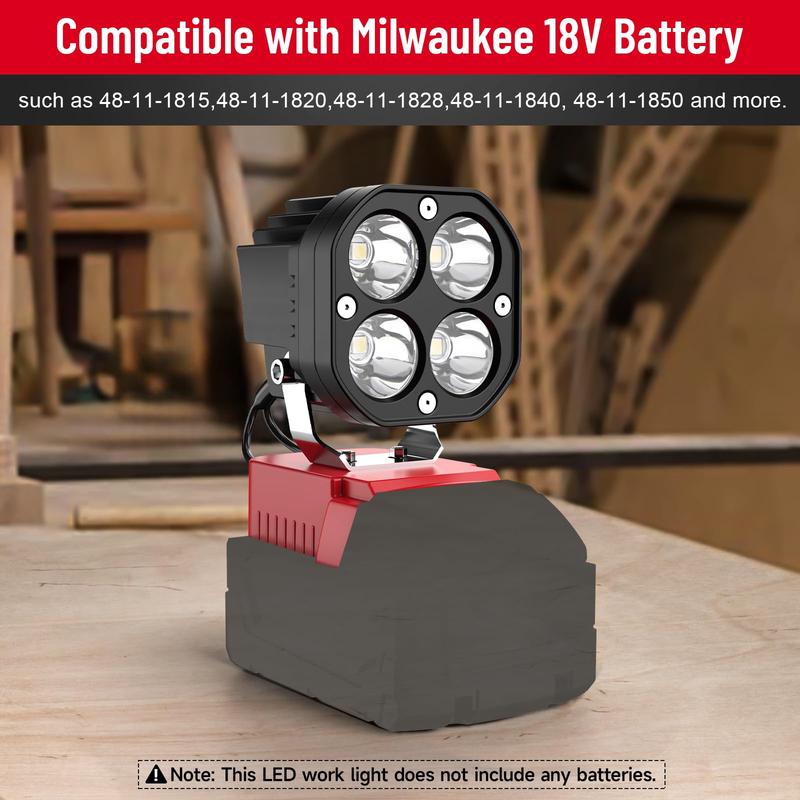 Azocek 18V Cordless LED Work Light – 40W 6000LM Milwaukee Battery Compatible, Adjustable Floodlight for Camping, Construction, Auto Repair & Outdoor Use Azocek 18V Cordless LED Work Light – 40W 6000LM Milwaukee Battery Compatible, Adjustable Floodlight for Camping, Construction, Auto Repair & Outdoor Use