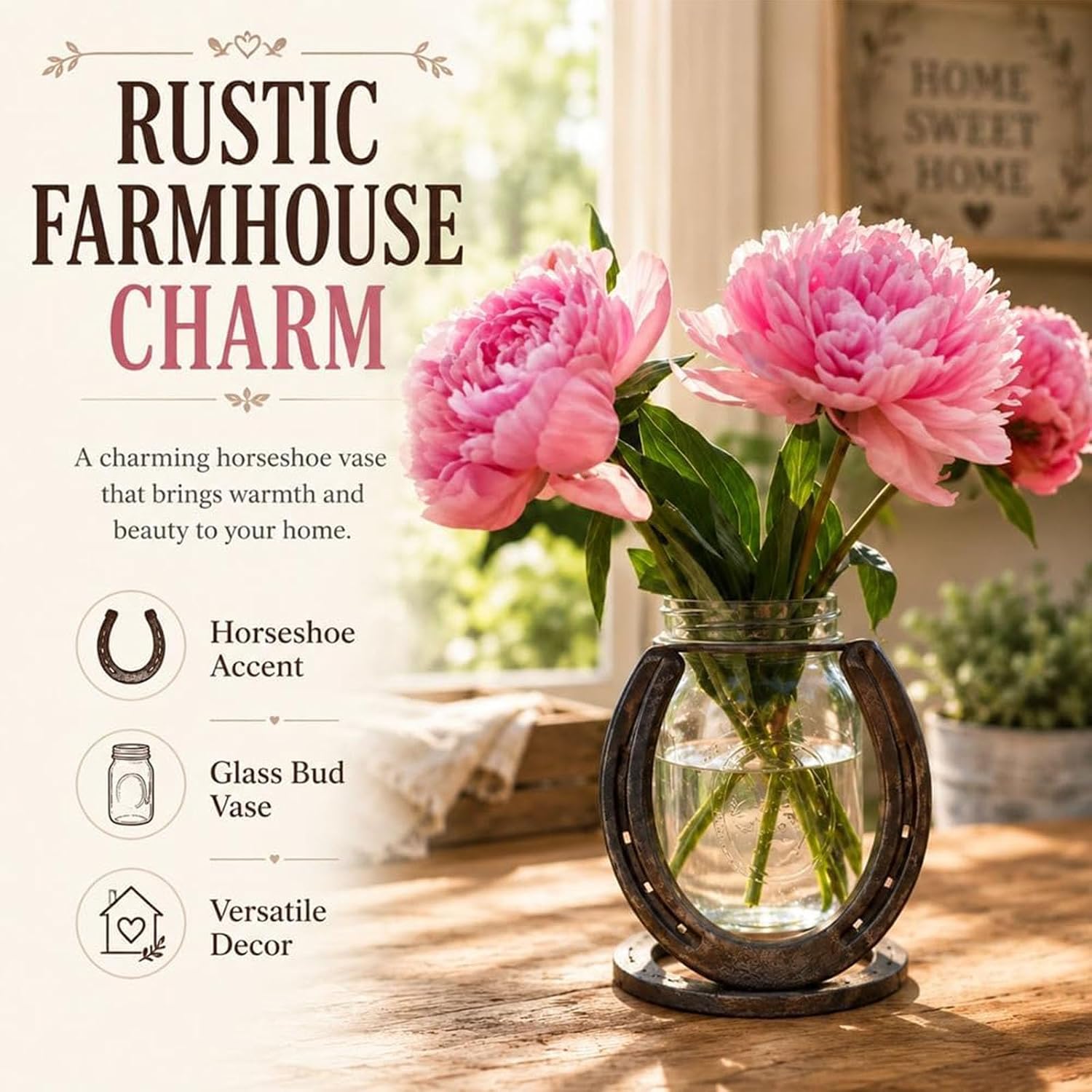 Rustic Horseshoe Flower Vase