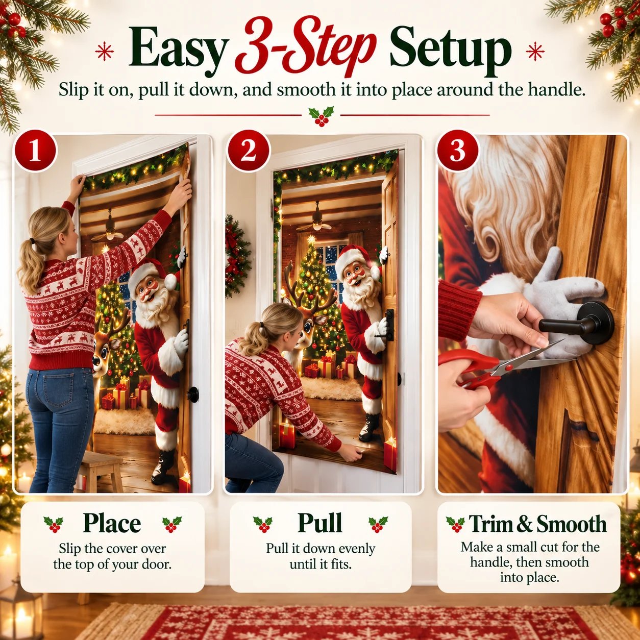 Flexible Christmas door cover detail