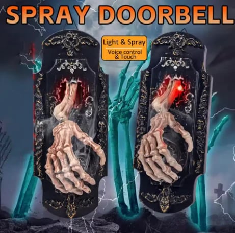 Halloween gift box with skeleton hand doorbell