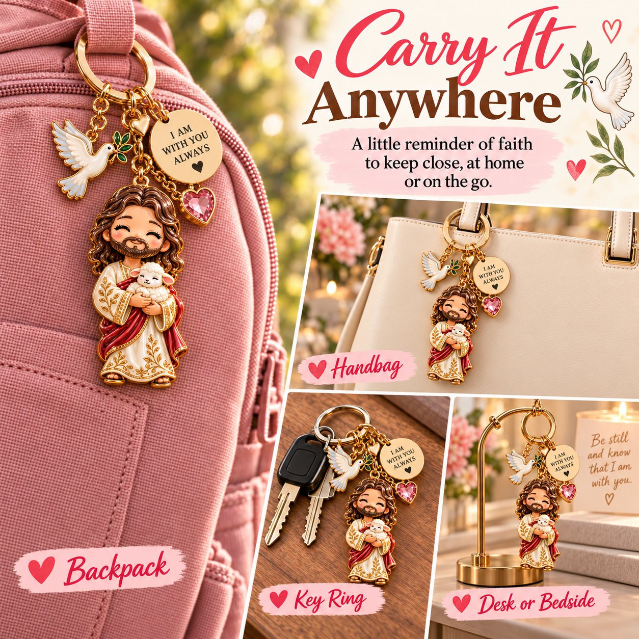 Christian keepsake keychain collection presentation, image 6