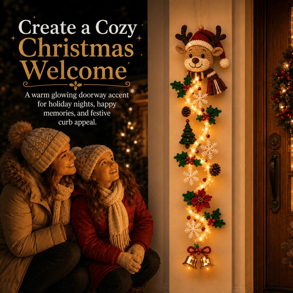 Warm decorated Christmas home entrance