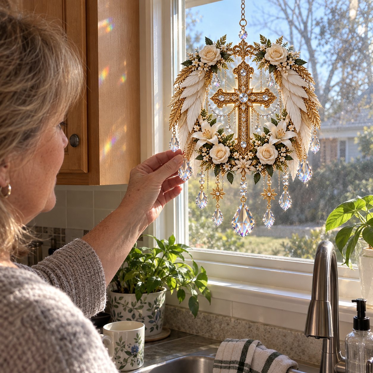 Cross & White Flowers lifestyle scene from the source product gallery