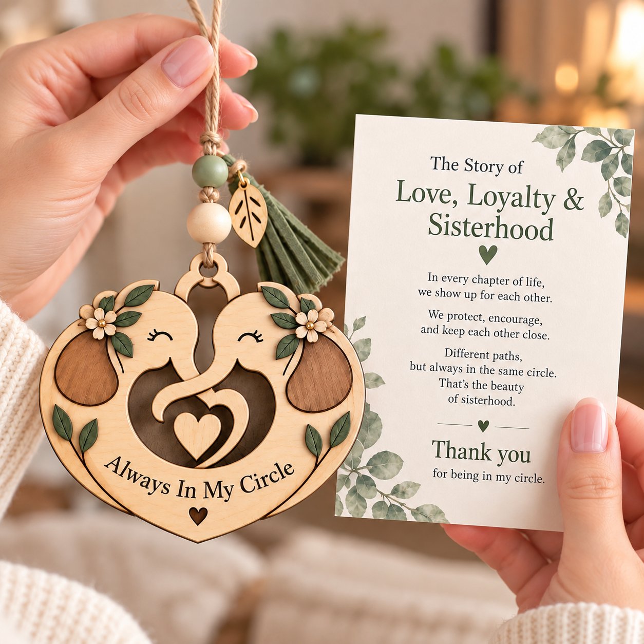 Always In My Circle Sisterhood Elephant Heart Keepsake