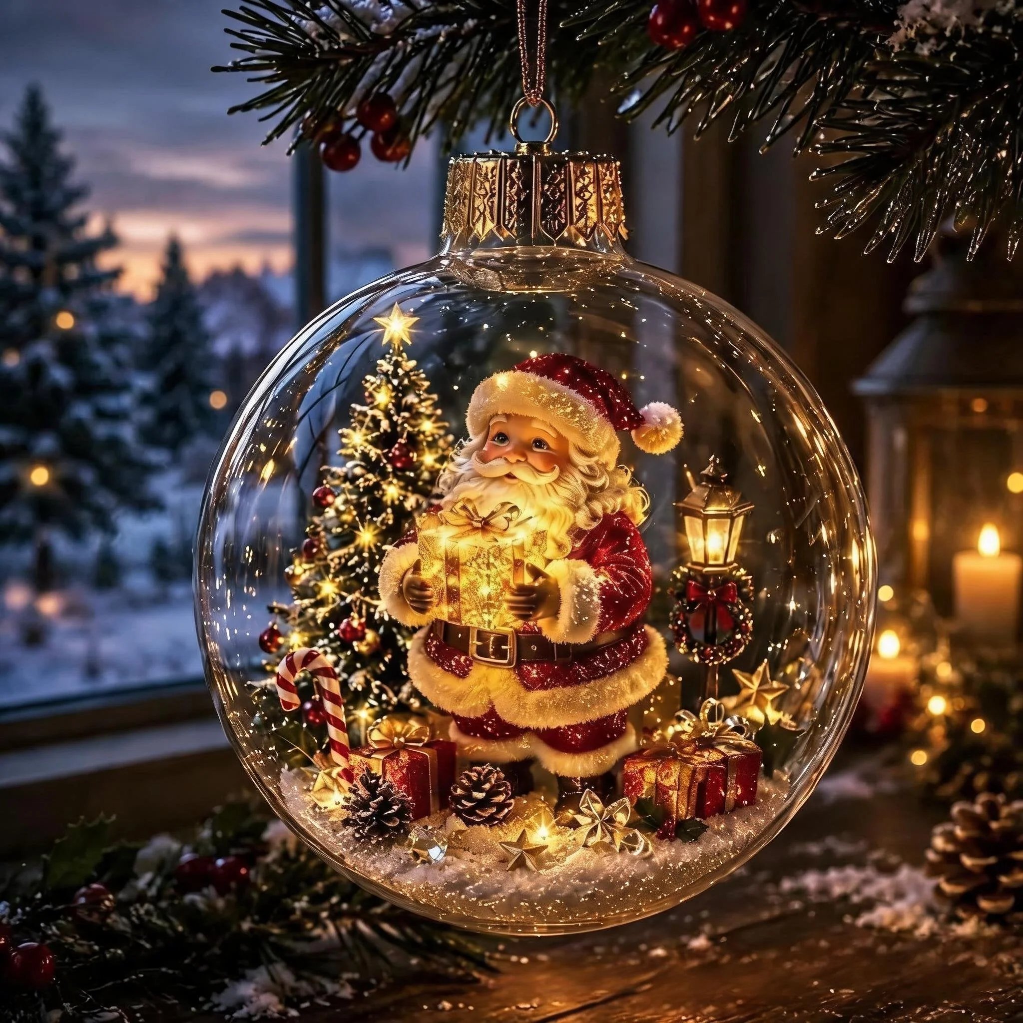 Santa Claus Christmas diorama ornament