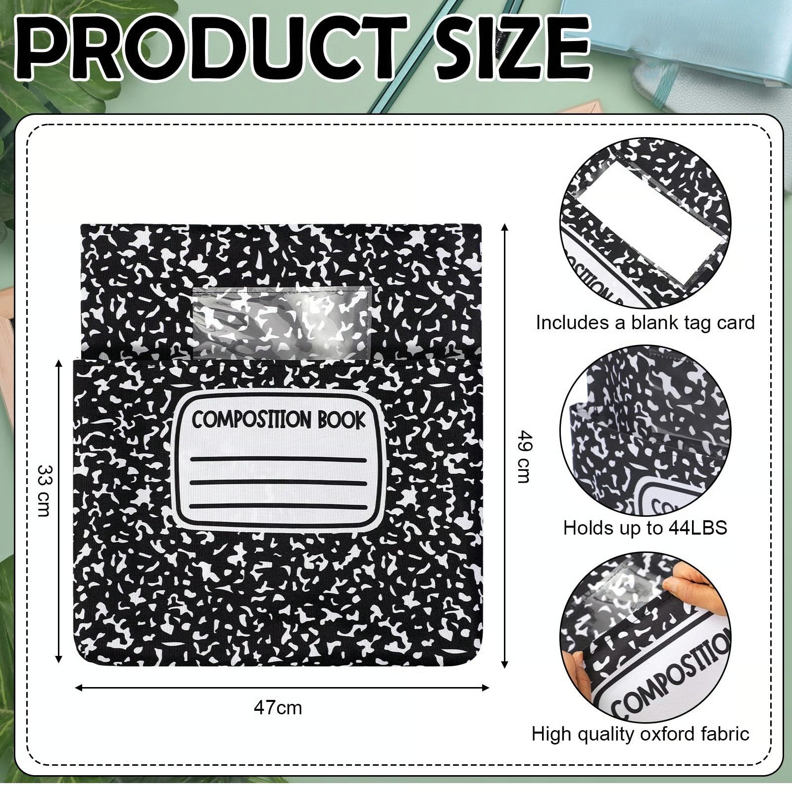 Classroom chair pocket organizer pattern options crayon pencil composition book eucalyptus marker pastel boho black