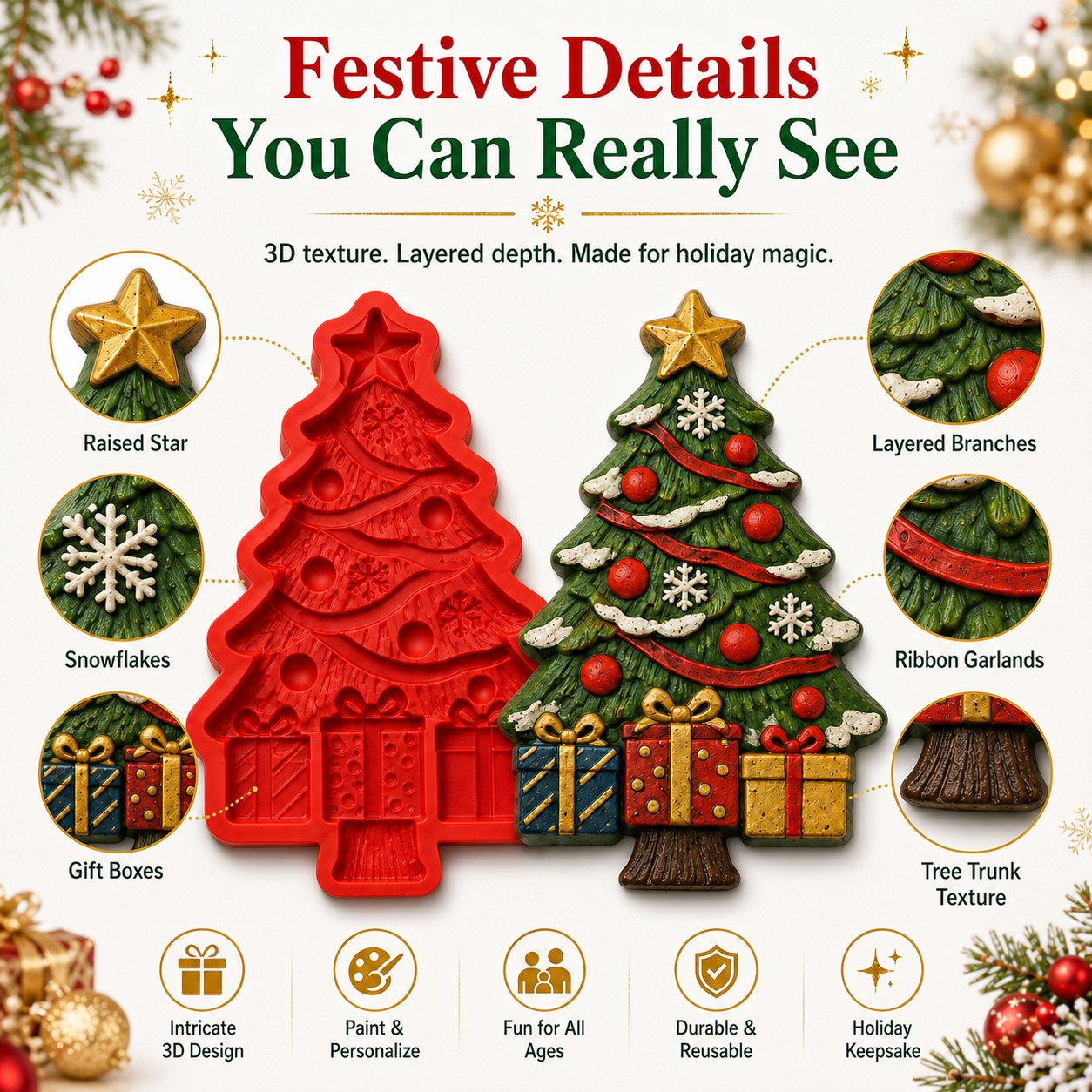 DIY Christmas tree decoration shown with creative painting possibilities